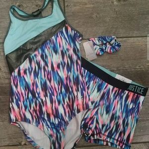 Justice Gymnastics leotard and short set